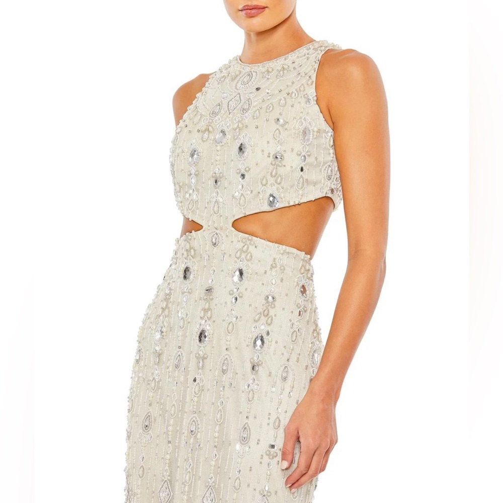 ⌛️ Captivating Mac Duggal Waist Cutout Back Slit Dress 👗#5740